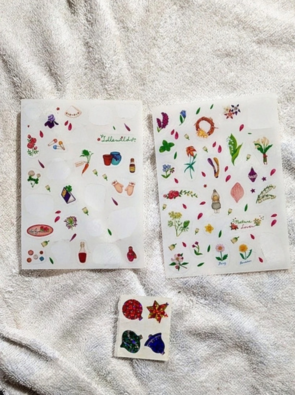 Vintage 1995 Stickers Mrs Grossman's Prismatic Ornaments + 2 Floral Sheets